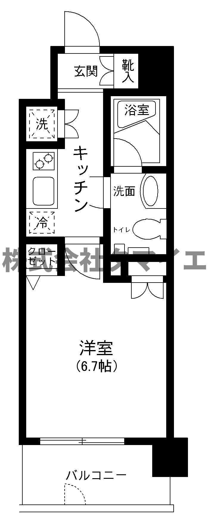 プライムアーバン田町(1K/8階)の間取り写真