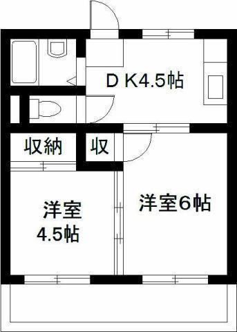 恒南コーポ(1LDK/2階)の間取り写真