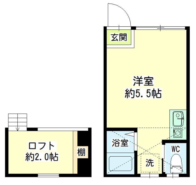 ハーブ館(ワンルーム/2階)の間取り写真