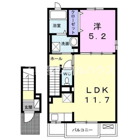 ボヌール中条館(1LDK/2階)の間取り写真