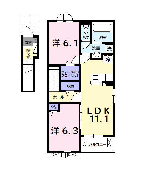アリビオB(2LDK/2階)の間取り写真