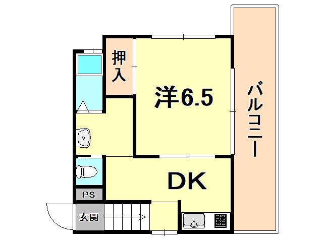 お福ビル(1DK/4階)の間取り写真