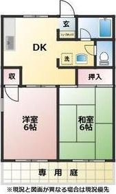 メゾン・T2 B棟(2DK/1階)の間取り写真