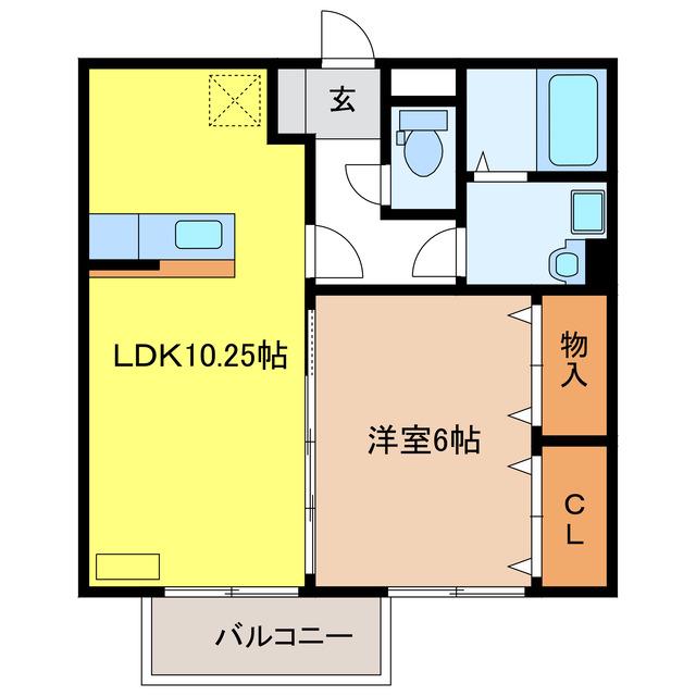 CASA・L(1LDK/2階)の間取り写真
