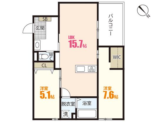 助実マンション(2LDK/3階)の間取り写真