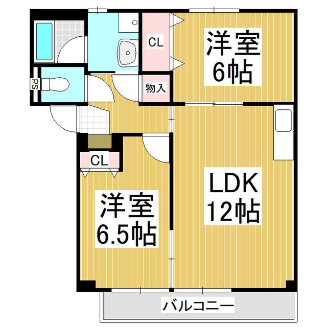 グランデ神田(2LDK/2階)の間取り写真