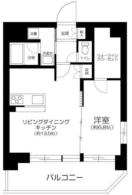 ウィスタリア調布(1LDK/2階)の間取り写真