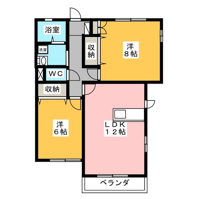 長岡ファミールマンション(2LDK/1階)の間取り写真