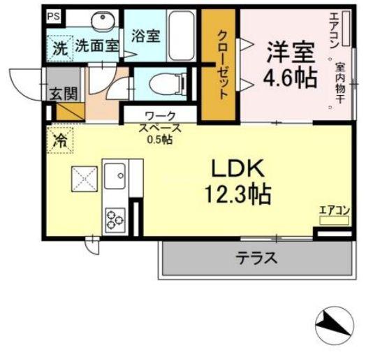 AXIS南流山(1LDK/1階)の間取り写真