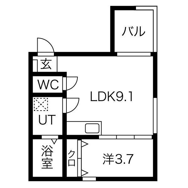 プリシェール中小田井(1LDK/2階)の間取り写真