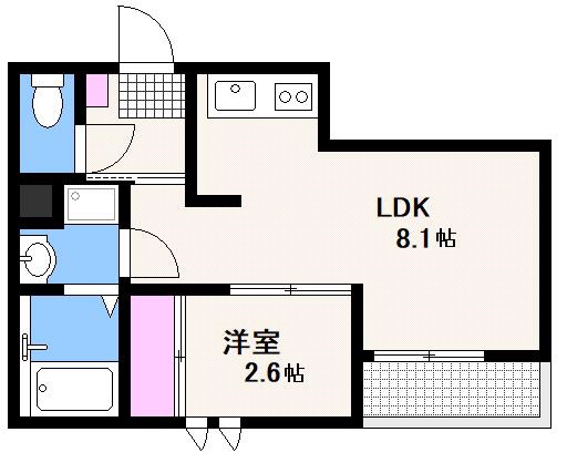 R-SMART SACRALERS庚午1(1LDK/1階)の間取り写真
