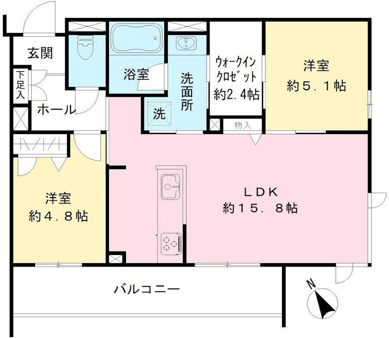 キャステロ蘆花公園(2LDK/2階)の間取り写真