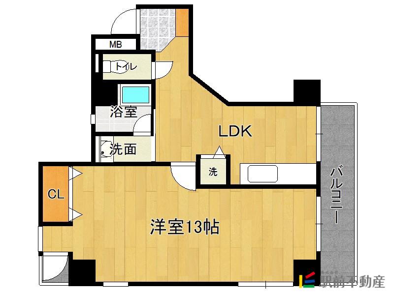 てんぐ屋西新ビル(1LDK/5階)の間取り写真