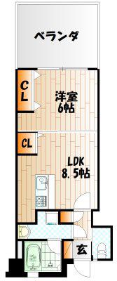 KUMAMOTO FLAT(1LDK/2階)の間取り写真