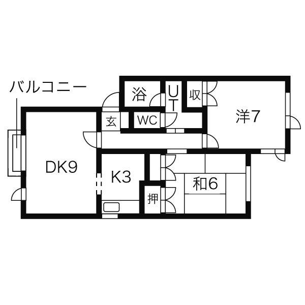 ミオアーク平岸(2LDK/1階)の間取り写真