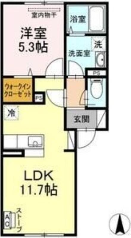 グレース ノース38(1LDK/2階)の間取り写真