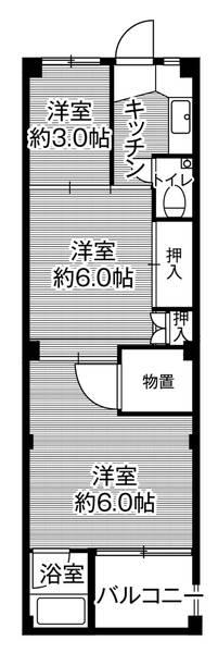 ビレッジハウス下更地2号棟(3K/2階)の間取り写真