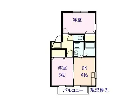 エル ドゥオ アピス(2DK/2階)の間取り写真