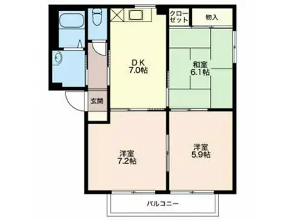 バリュージュ田中(3DK/2階)の間取り写真