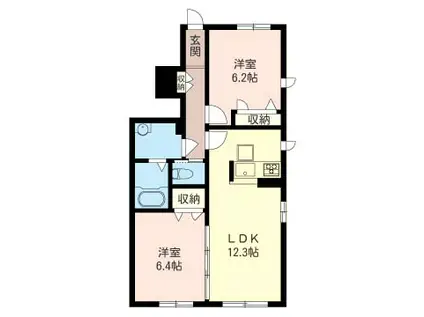 シャーメゾン コクシネル(2LDK/1階)の間取り写真