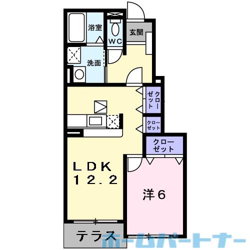 モーント シャイン C(1LDK/1階)の間取り写真