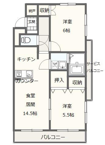 アストラーレ(2LDK/3階)の間取り写真