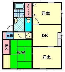JR山口線 湯田温泉駅 徒歩29分 2階建 築29年(3DK/2階)の間取り写真