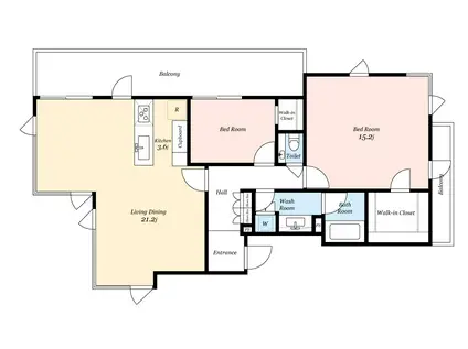 ロイヤルシーズン六本木檜町公園(2LDK/4階)の間取り写真