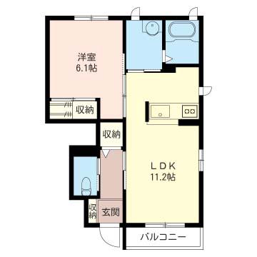 ルミナス(1LDK/1階)の間取り写真