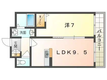 グランパシフィック萱島(1LDK/7階)の間取り写真