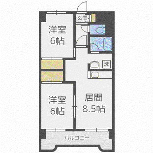 恵友エアリス23(2LDK/7階)の間取り写真