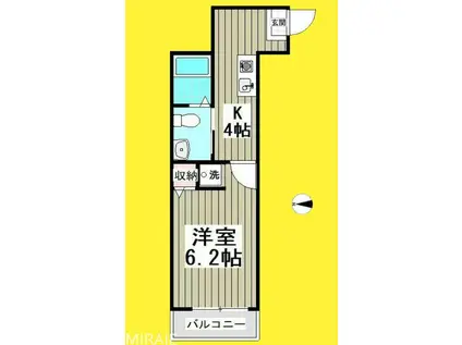 パルトネール二俣川III(1K/1階)の間取り写真