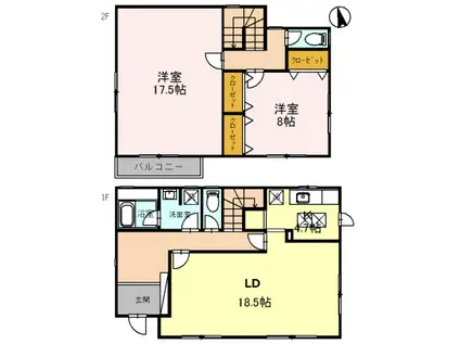 桜ヶ丘2丁目一戸建(2LDK/1階)の間取り写真