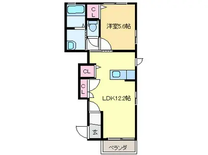 サン・アルボーロ(1LDK/1階)の間取り写真