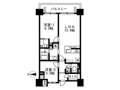 ザ・パークハビオ天満橋(2LDK/14階)の間取り写真