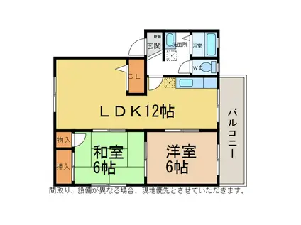 フレグランス広見A棟(2LDK/1階)の間取り写真