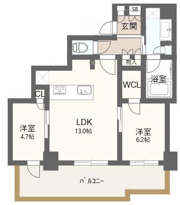 シエリアタワー大阪堀江(2LDK/5階)の間取り写真