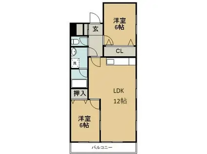 サンステージ北沖洲I(2LDK/1階)の間取り写真