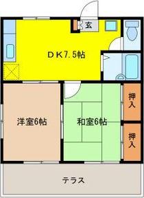 ファミール若宮(2DK/1階)の間取り写真