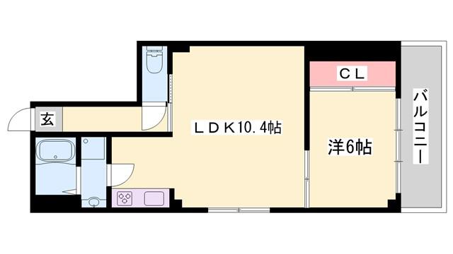 コーポ有本(1LDK/3階)の間取り写真