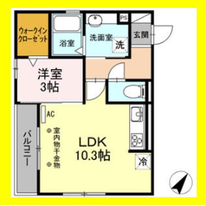 ウエスト RAVINE RESIDENCE(1LDK/3階)の間取り写真