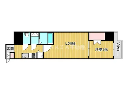 ドゥーエ南堀江(1LDK/9階)の間取り写真