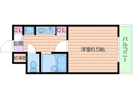 グランヴィ天王寺(1K/6階)の間取り写真