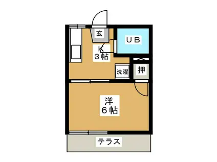 ファミールオガワA(1K/1階)の間取り写真