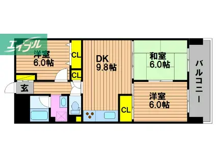 コープ野村京山(3LDK/2階)の間取り写真
