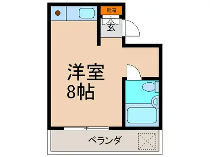 服部ハイツ(ワンルーム/2階)の間取り写真