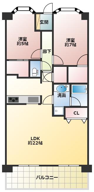 よこすか海辺ニュータウンソフィアシンシティ(2LDK/2階)の間取り写真