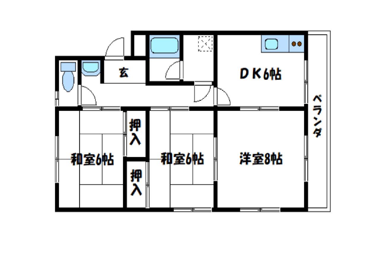 羽原マンション(3DK/3階)の間取り写真