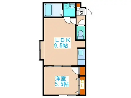 M・I北円山(1LDK/2階)の間取り写真