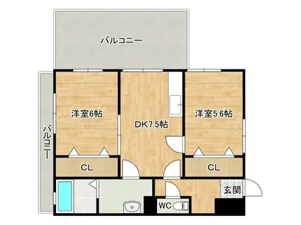 酒井愛宕ビル(2DK/2階)の間取り写真